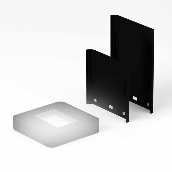 Multi light base medium with tall and low magnetic back panels