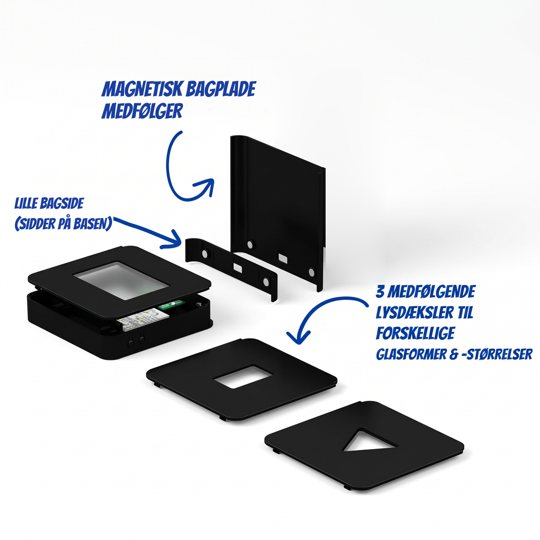 Multi light base medium with included magnetic back plate and three light covers