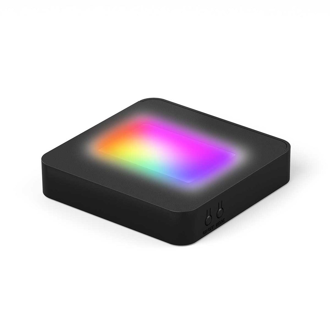 Sort multi-lysbase 10×10 cm med farveskiftende LED-lys