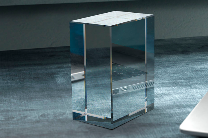 Large rectangular glass block 10x15x20 cm in clear crystal glass without engraving