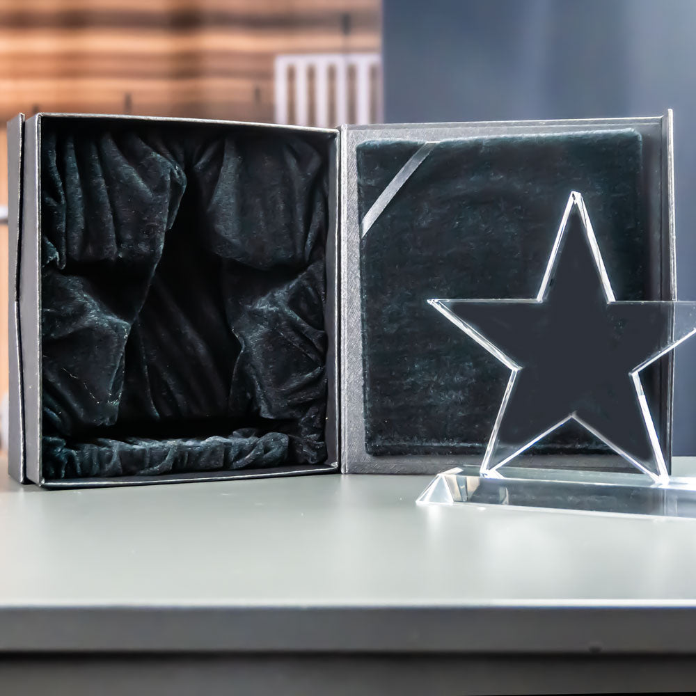 Crystal glass star award with black gift box