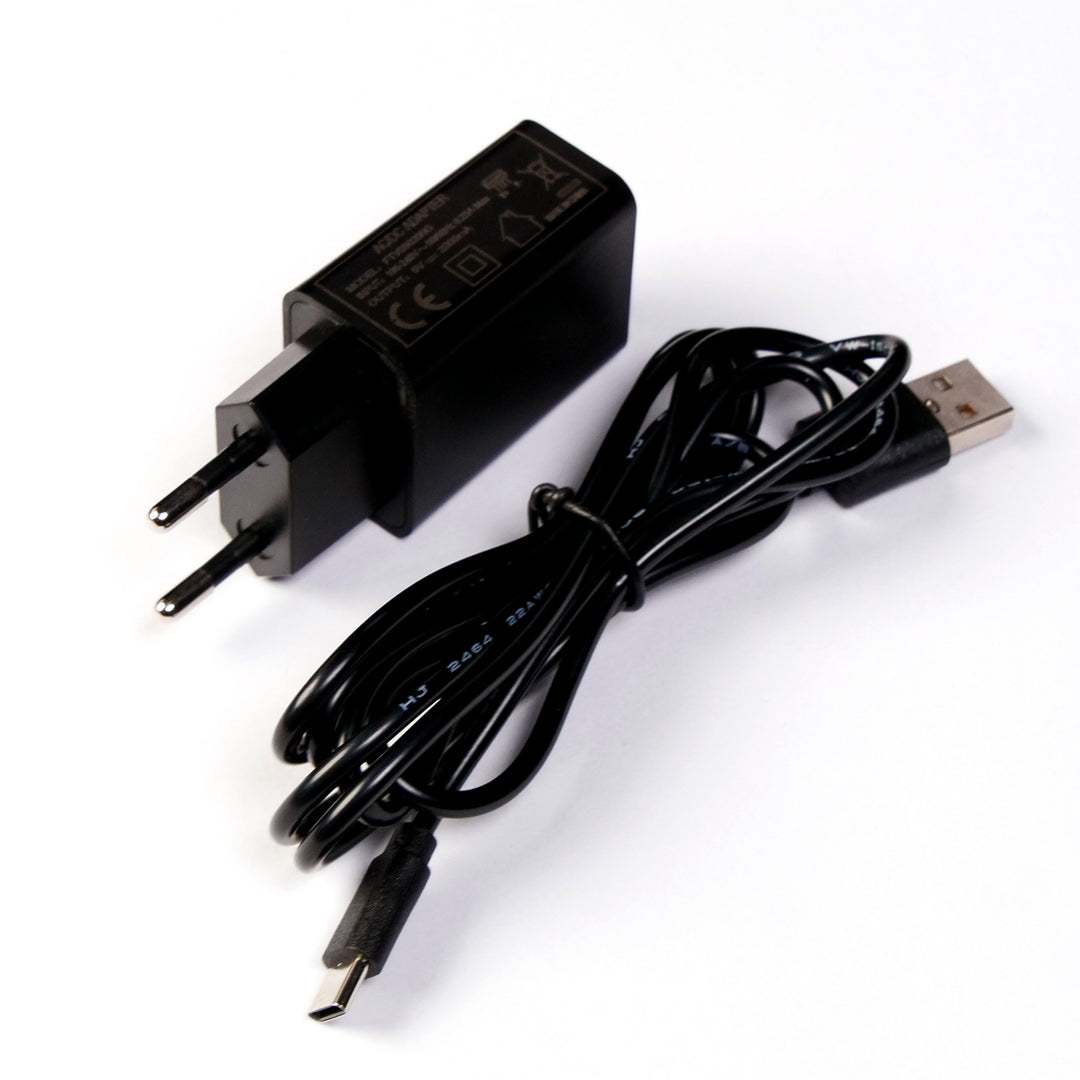 Black USB power supply with USB-C cable for multi light base