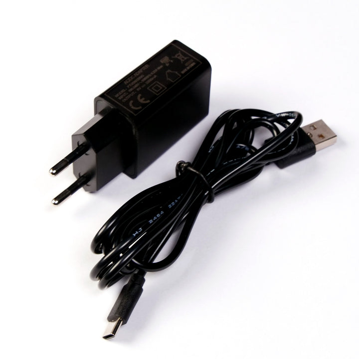 Black USB power supply with USB-C cable for multi light base