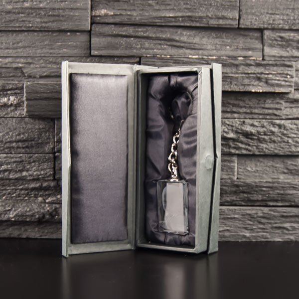 Large crystal glass keyring in a gift box