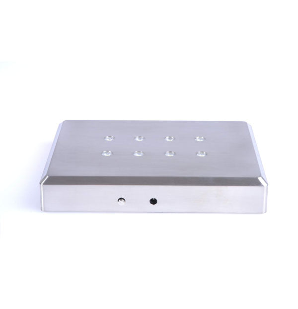 Large battery light base 10x14 cm in metal with eight LEDs